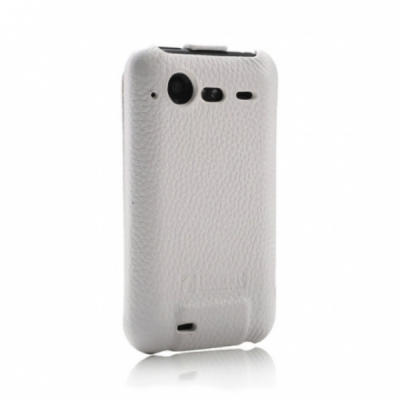 Чехол кожаный Icarer для HTC Incredible S белый