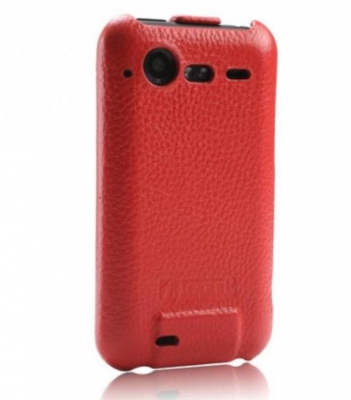 Чехол кожаный Icarer для HTC Incredible S красный