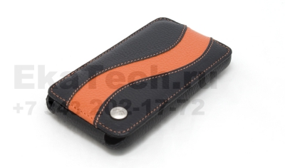 Чехол кожаный Melkco Jacka Type Special для HTC Incredible S черно-оранжевый
