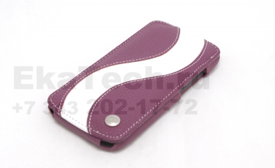 Чехол кожаный Melkco Jacka Type Special для HTC One S сиреневый-белый
