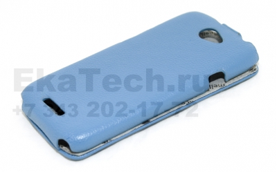 Чехол кожаный Melkco Jacka Type для HTC One S голубой