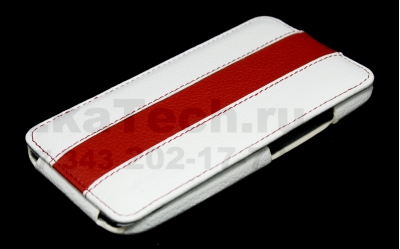 Чехол кожаный Melkco Jacka Type Limited для HTC One X белый-красный