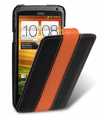 Чехол кожаный Melkco Jacka Type Limited для HTC One X черный-оранжевый