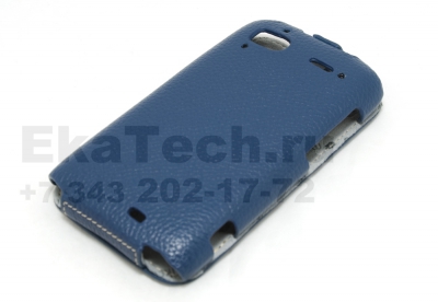 Чехол кожаный Melkco Jacka Type для HTC Sensation синий