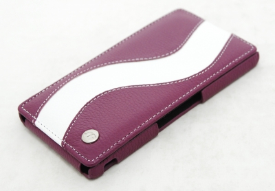 Чехол кожаный Melkco Jacka Type Special для Sony Xperia Z фиолетовый-белый