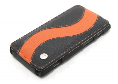 Чехол кожаный Melkco Jacka Type Special для Sony Xperia Ion LT28i черный-оранжевый
