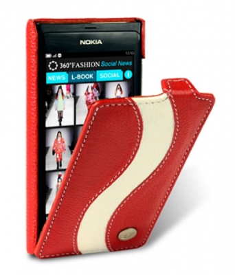Чехол кожаный Melkco Jacka Type Special для Nokia N9 красный-белый