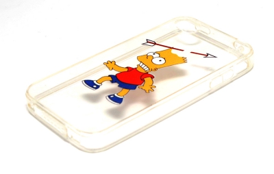 Прозрачный гелевый чехол для iPhone 4s Барт Симпсон