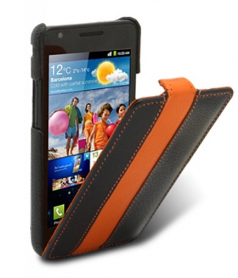 Чехол кожаный Melkco Jacka Type Limited для Samsung Galaxy SII I9100 черный-оранжевый
