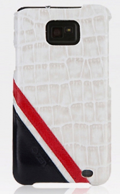 Чехол кожаный Zenus Prestige Crocodile Sportism Bar для Samsung Galaxy SII I9100 жемчужно-белый