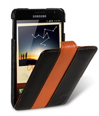 Чехол кожаный Melkco Jacka Type Limited для Samsung Galaxy Note N7000 черно-оранжевый