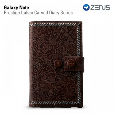 Чехол кожаный Zenus Prestige Italian Carved Diary для Samsung Galaxy Note N7000 горький шоколад