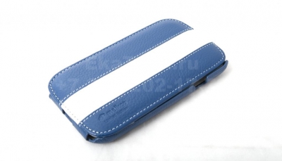 Чехол кожаный Melkco Jacka Type Limited для Samsung Galaxy SIII I9300 синий-белый