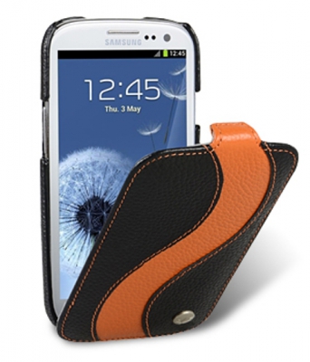 Чехол кожаный Melkco Jacka Type Special для Samsung Galaxy SIII I9300 черный-оранжевый