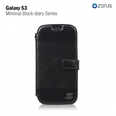 Чехол кожаный Zenus Prestige Minimal Block Diary для Samsung Galaxy SIII I9300 черный