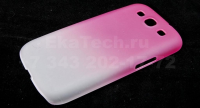 Чехол пластиковый JustinCase SoftTouch Gradient Type для Samsung Galaxy SIII I9300 розовый-белый
