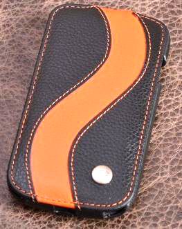 Чехол кожаный Melkco Jacka Type Special для Samsung Galaxy SIII Mini I8190 черный-оранжевый