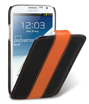 Чехол кожаный Melkco Jacka Type Limited для Samsung Galaxy Note 2 N7100 черный-оранжевый