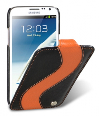Чехол кожаный Melkco Jacka Type Special для Samsung Galaxy Note 2 N7100 черный-оранжевый