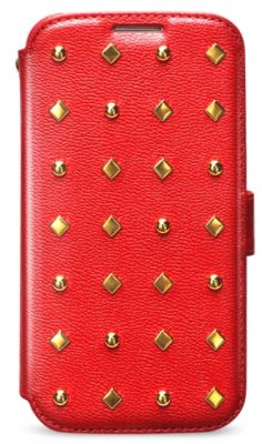 Чехол кожаный Zenus Prestige Rock Stud Diary для Samsung Galaxy S4 i9500 красный