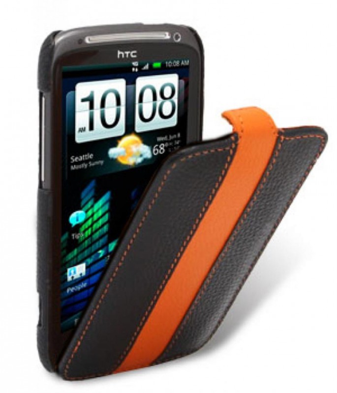 Чехол кожаный Melkco Jacka Type Limited для HTC Sensation черно-оранжевый