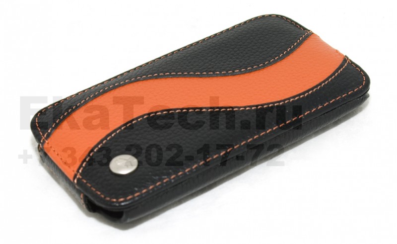 Чехол кожаный Melkco Jacka Type Special для HTC Sensation черно-оранжевый