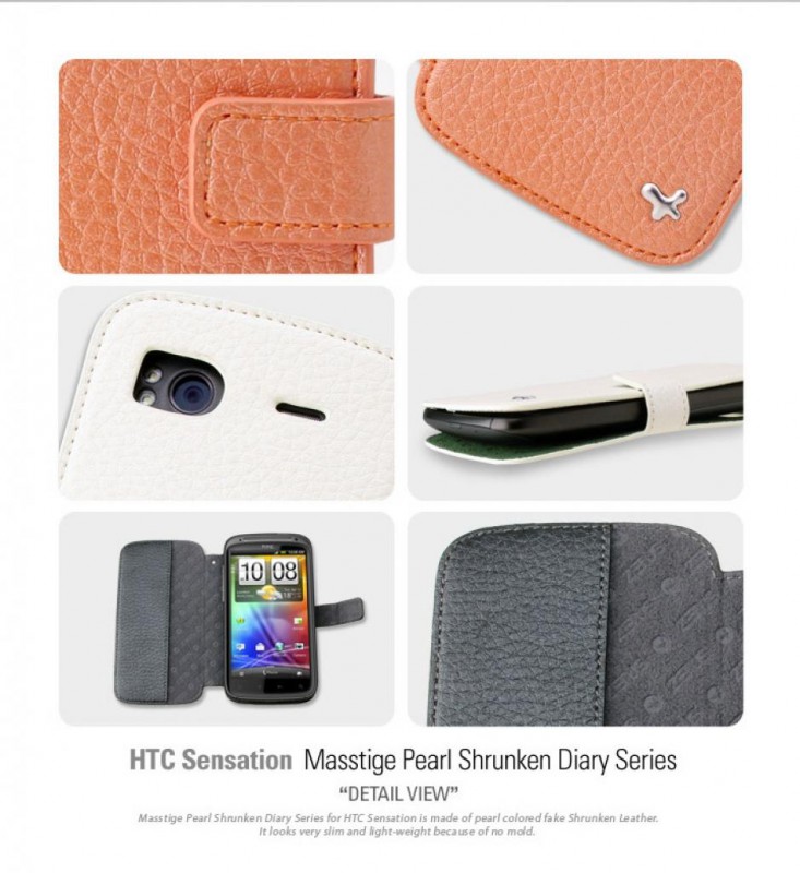 Чехол кожаный Zenus для HTC SENSATION жемчужно-кремовый