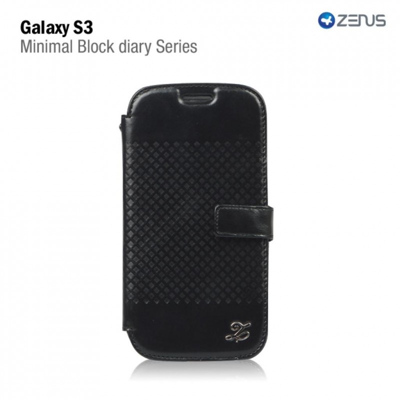 Чехол кожаный Zenus Prestige Minimal Block Diary для Samsung Galaxy SIII I9300 черный