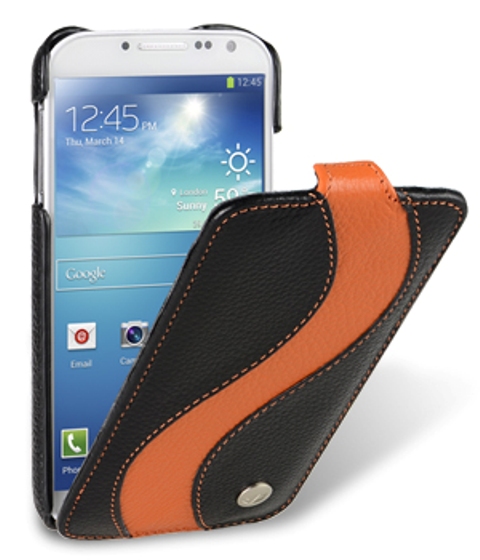 Чехол кожаный Melkco Jacka Type Special для Samsung Galaxy S4 i9500 черный-оранжевый