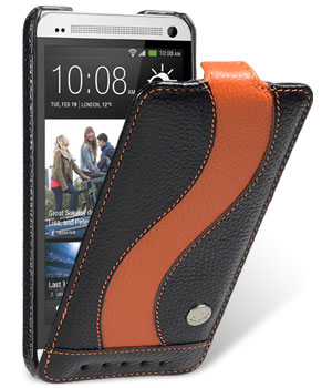 Чехол кожаный Melkco Jacka Type Special для HTC One Dual SIM черный-оранжевый